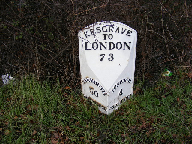 Milepost at Kesgrave