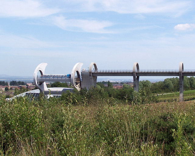 View of Falkirk wheel from walk to Roughcastle woods