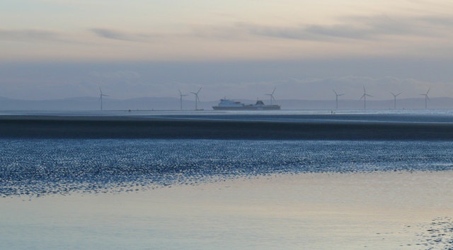 P&O Ferry and Windfarm off Formby Point
