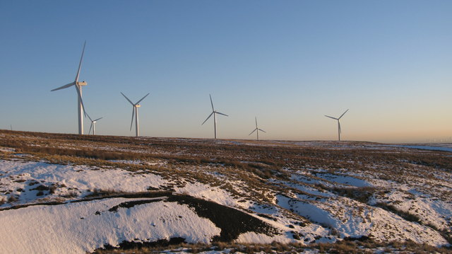 Scout Moor Wind Farm in Winter