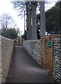 Footpath between walls, North Lancing