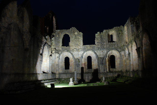 The Chapter House at Fountains Abbey at night