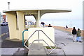 Futuristic rain shelter on Deal seafront