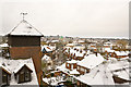 View after snow from Chesil Street multistorey car park, Winchester