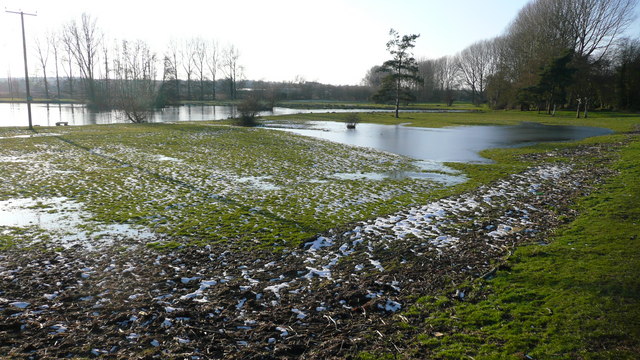 Flooded fields by the Gipping riverside walk