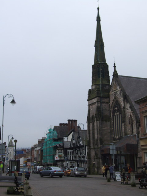 Trinity Church and Derby Street, Leek.