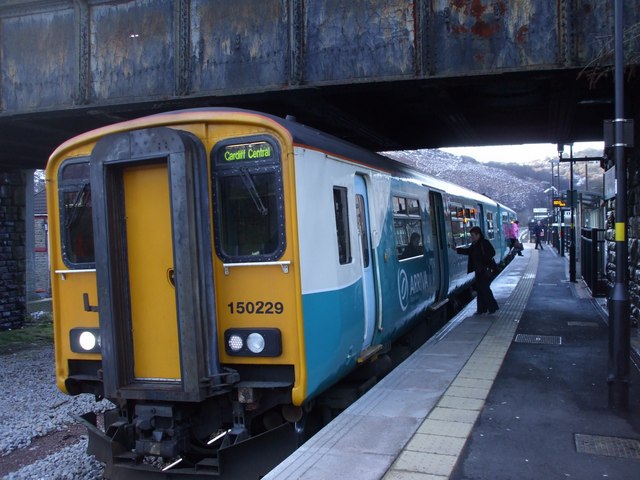 Cardiff-bound train in Llanhilleth Station