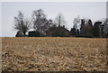 Hill Farm across a field of corn stubble