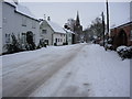 Main Street, Houghton on the Hill, in the snow