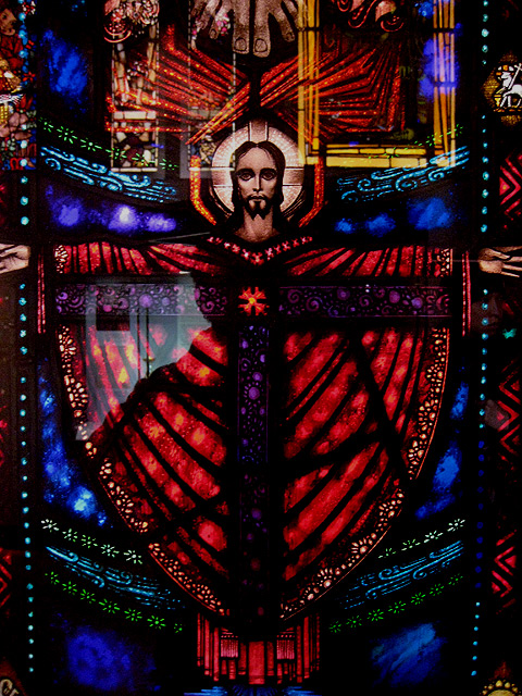 Detail of stained glass exhibit