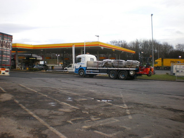 The filling station at Hartshead Moor Motorway Services