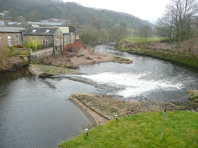 Weir on the River Calder at Brearley, Mytholmroyd