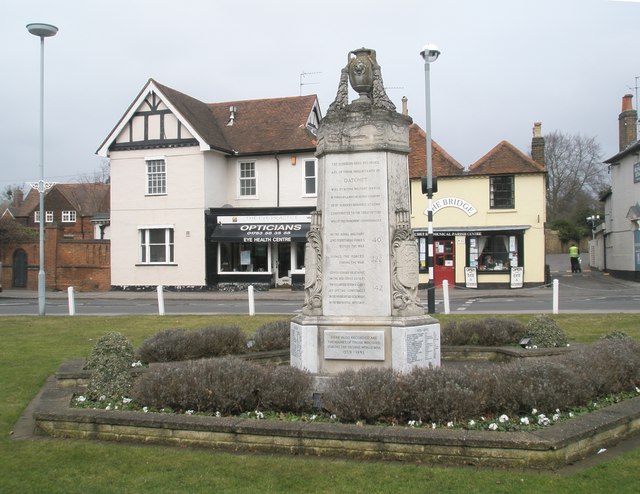 Datchet War Memorial with the Ecumenical Centre in the background