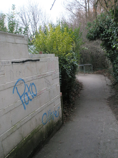 Graffiti on the footpath from Cow Lane to Brighstone Road Rec