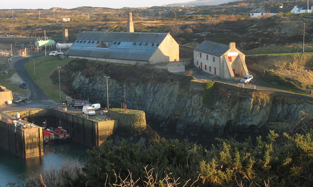 The Sail Loft Visitor Centre and the former Oil Terminal at Porth Amlwch