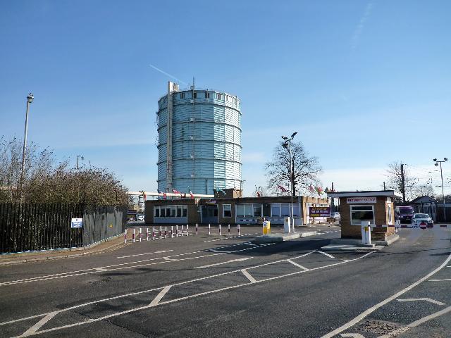 Southall Gasometer from Purple Parking security compound