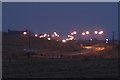 Main road through Cunningsburgh at dusk