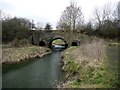 A rotting concrete bridge carries the disused railway over the River Pont