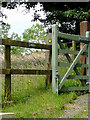 Footpath markers at Brynamlwg near Tregaron, Ceredigion