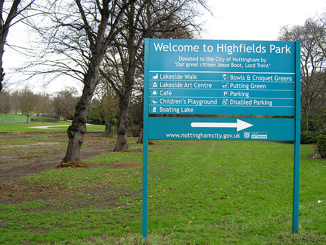 Sign for Highfields Park