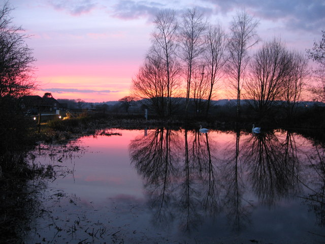 Sunset over pond and Nutfield Marsh