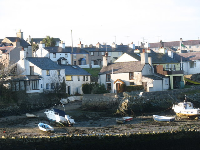 A cluster of houses around Cemaes Harbour