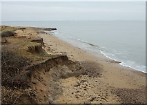 TM2624 : Cliffs and beach, The Naze by Simon Huguet