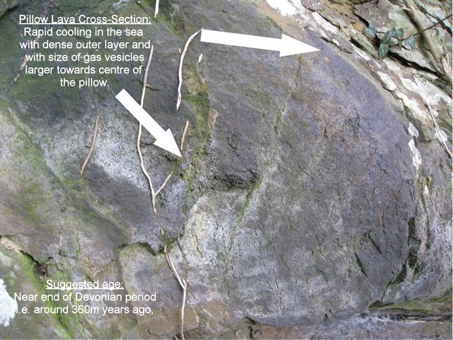 Pillow Lava SSSI Chipley Quarry closeup / cross section