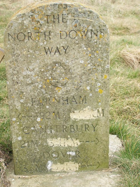 North Downs Way Marker, near Chalk Cross Memorial