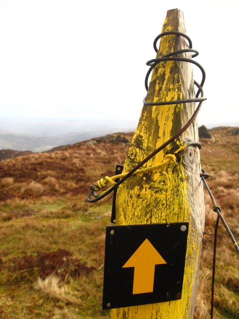 Yellow marker post on the Shehy Mountain range