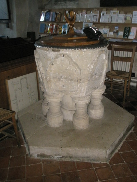 The font at All Saints', Steep