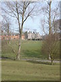 Eastwell Manor viewed from the footpath that runs parallel to the drive.