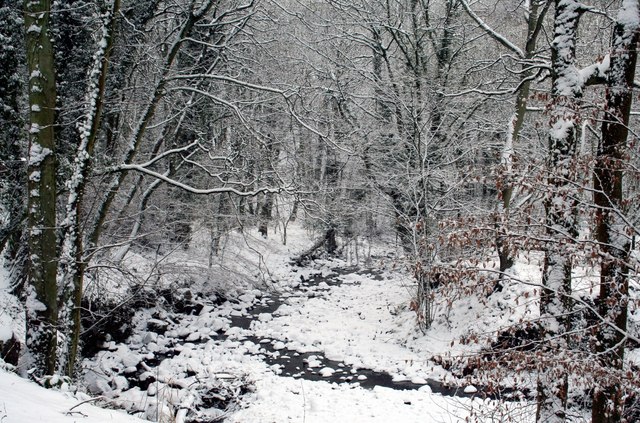 River Calder St Johns Wood after snow fall