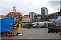 Setting up the stalls at Romford market