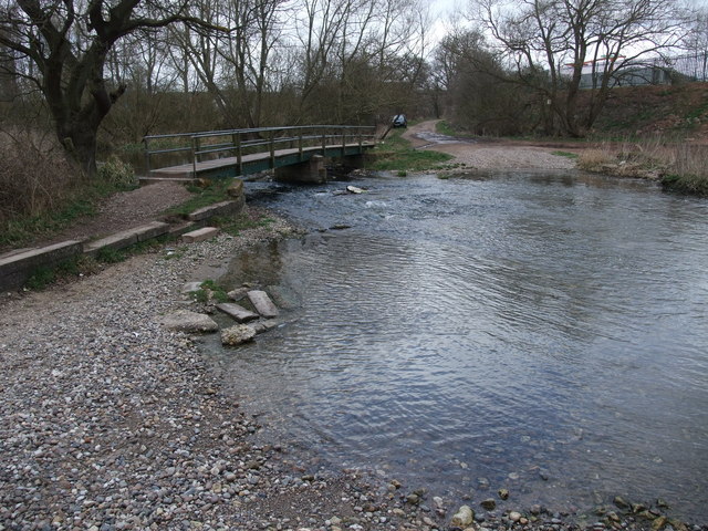 Footbridge and ford over the River Poulter at Crook Ford