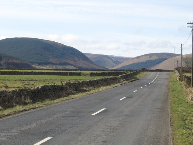 The A708 passing the Dryhope Farm