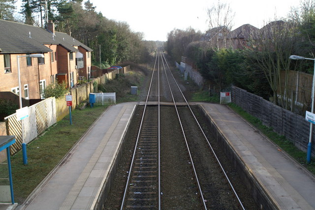 View South from the platform footbridge, Hawarden Station