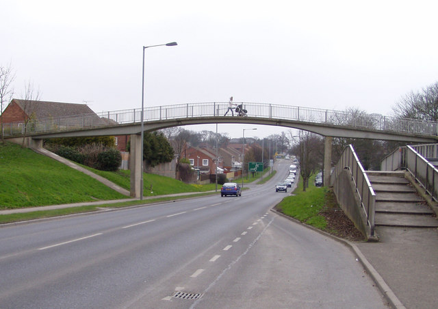 Footbridge Over the Busy A165 Towards Roundabout