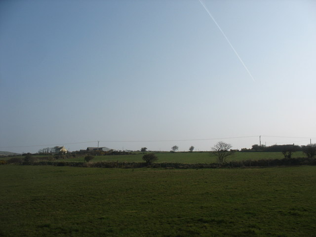 View across fields towards Tyddyn-igin Farm