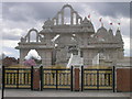 Entrance gates and the Mandir from Meadow Garth, NW10