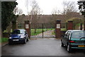 Gated entrance to King George V Playing Fields, Hilbert Rd