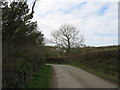 Penchwarel farmhouse seen from a bend in the Capel Parc road