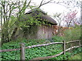 Thatched outbuilding at rear of property at Sutton End