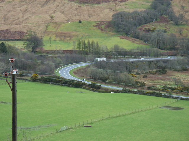 The A83, as it curves around the head of Loch Fyne