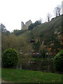 Knaresborough Castle from the banks of the River Nidd