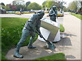 Sculptures of navvies by the Royal Military Canal