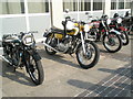 Nostalgia inducing motorbikes awaiting the start of the 2009 Havant Mayor