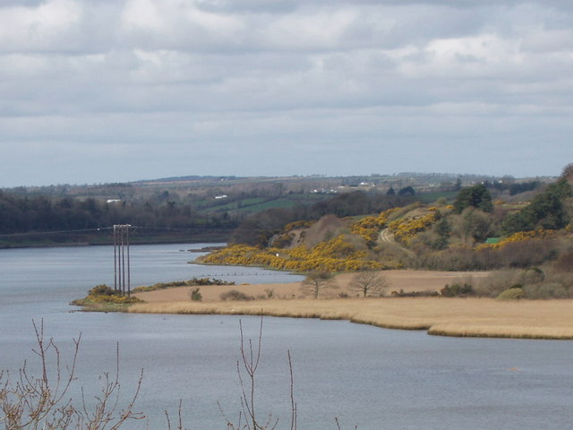 Power lines cross the River Slaney at Ferrycarrig