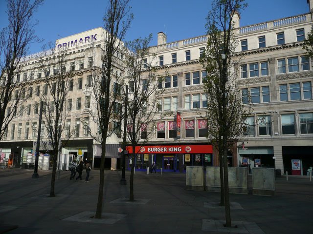 The western edge of Piccadilly Gardens