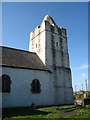 The tower and cupola of Eglwys Mechell Sant from the north